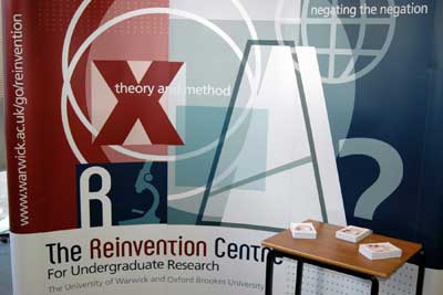 Photo of the Reinvention Centre's display stand