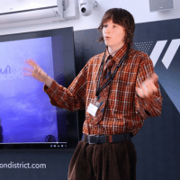 Young man presenting
