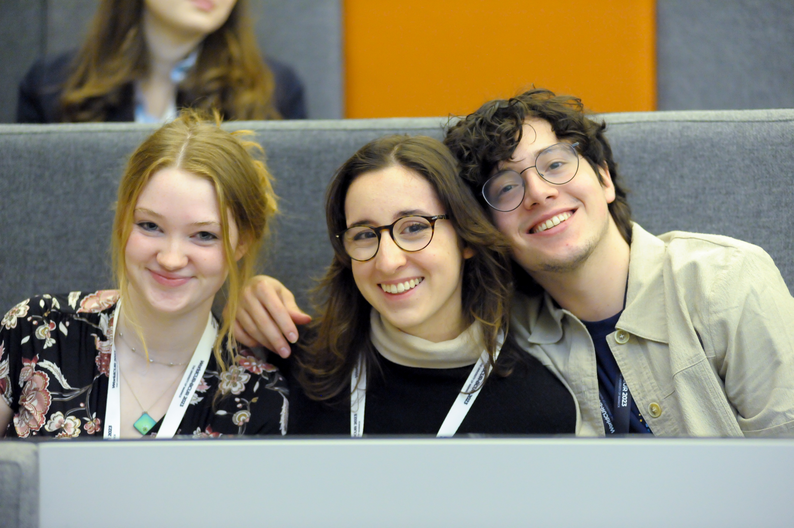 Photo of the three Student Directors at the conference, Iris Brandon, Fernando Conde Nodal & Elvire De Thomasson 