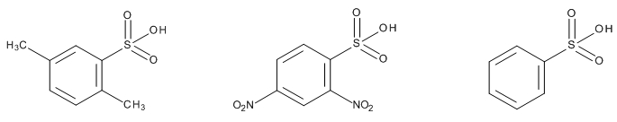 Figure 1: Three sulfonic acids with benzene ring substitutions