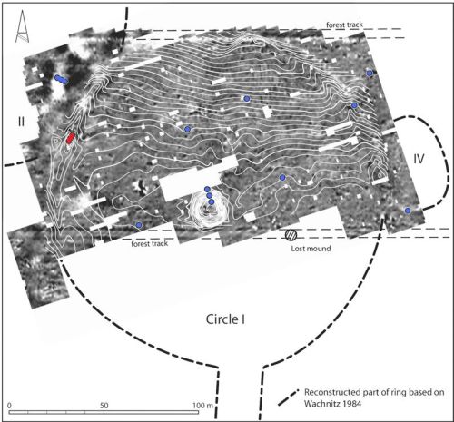 Figure 5: Combined geophysical and topographical map of PM01, partially reconstructed from Wachnitz 