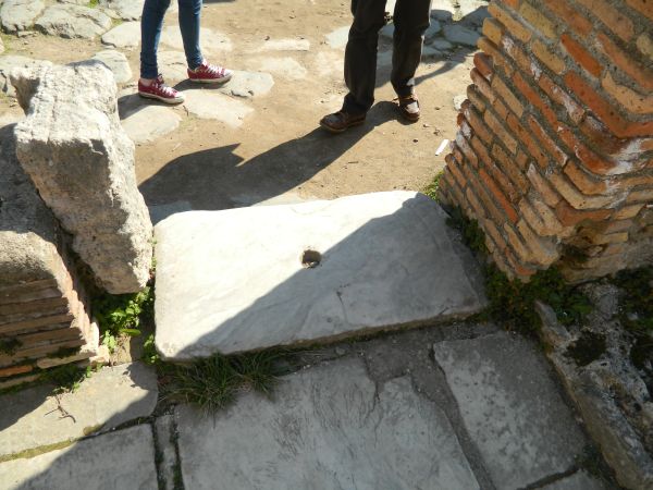 Figure 4: Ostia pivot hole from revolving door. Foricae at Ostia.