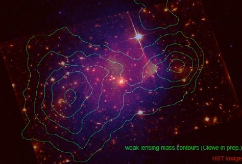 Figure 4: Gravitational lensing map of the bullet cluster 1E0657-56