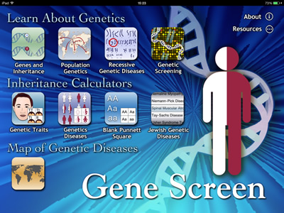 Screenshot of GeneScreen app