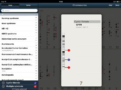 Screenshot of Human Genome app zoomed in on chromosome 7
