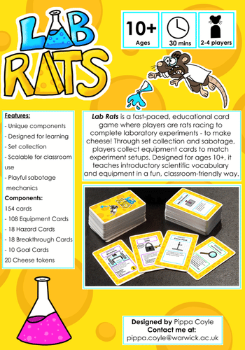 Lab rats sell sheet indicating basic features