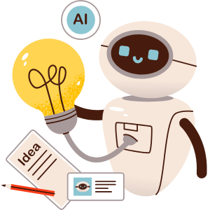 Cartoon AI bot learning