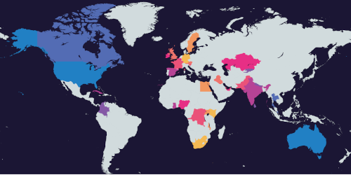 A map showing the global disruption of WorldCUR-BCUR delegates 