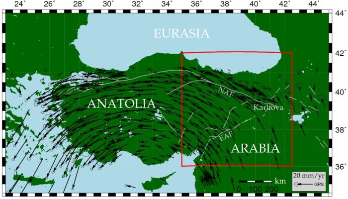 Figure 1: Tectonic setting of the Anatolian region