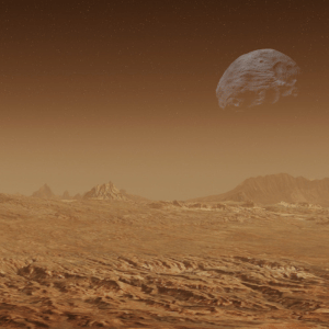 Image of a dry arid landscape with a moon in the sky