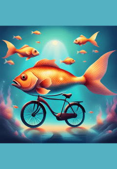 A fish on a bike in Space