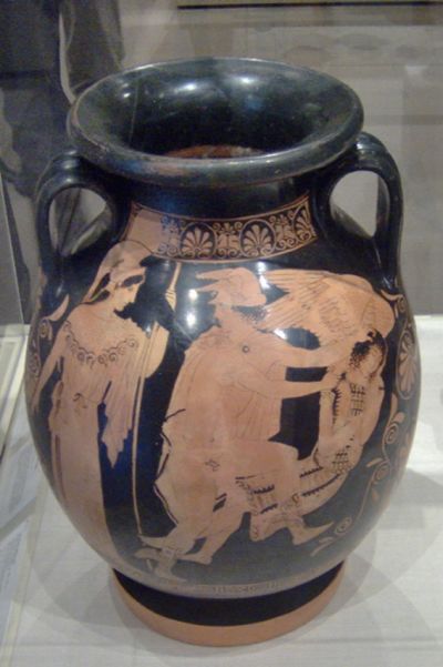 Figure 3: Attic red-figure pelike (a two-handled vessel used for storage), painted by Polygnotos, 450-440BC, New York Metropolitan Museum of Art