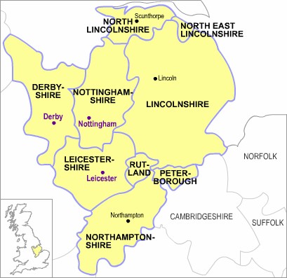 Figure 1: Map of the East Midlands