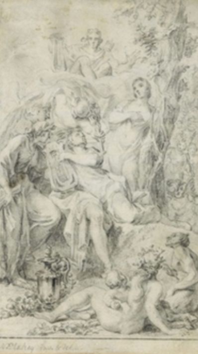 Figure 2: Drawing by Nicholas Blakey: 'An Allegory on Poetic Inspiration with Mercury and Apollo'