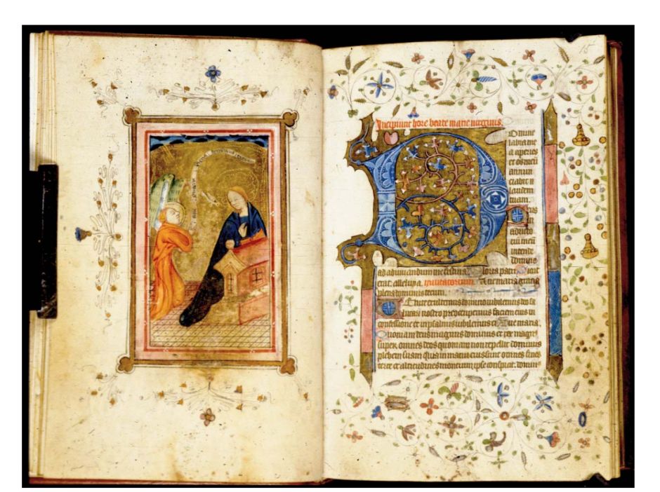 Annunciation, The British Library Board, Harley 2966 f14v (1475)