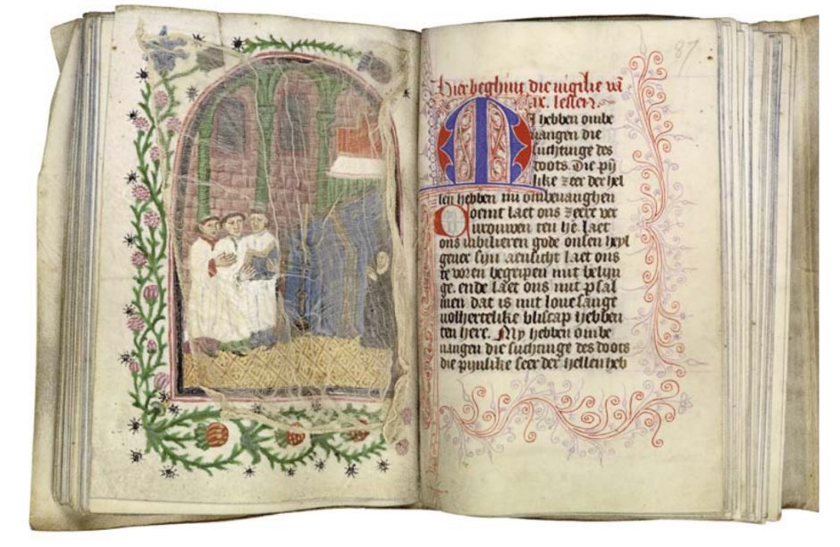 Figure 4: Netherlandish Manuscript of Hours, full page miniature with silk curtain, The Hague