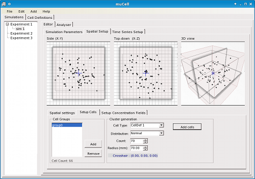 Figure 3: μCell spatial editor for cells - Defining initial cell placement.