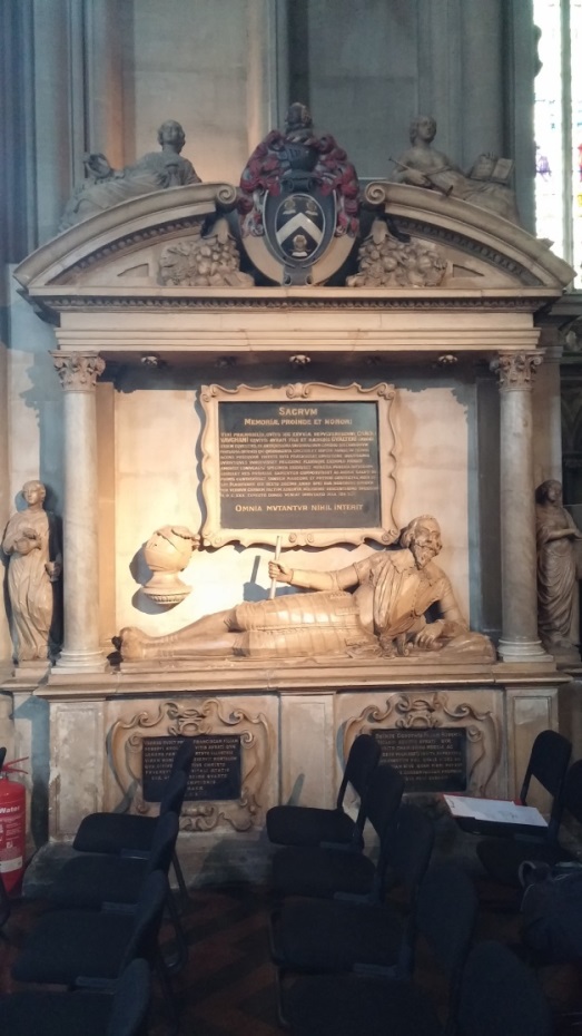 Figure 3: Tomb and effigy of Sir Charles Vaughan (d. 1630) located in the nave and originally in the eastern half of Bristol Cathedral
