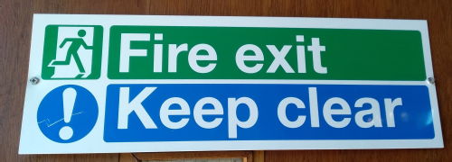 English fire exit sign.