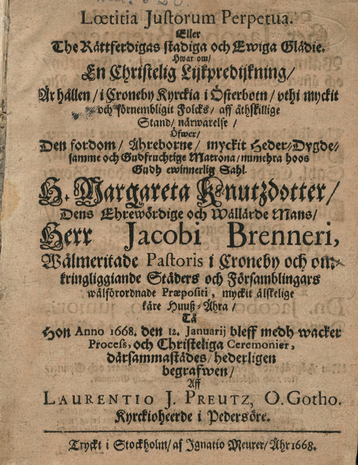 Cover page of Funeral Biography