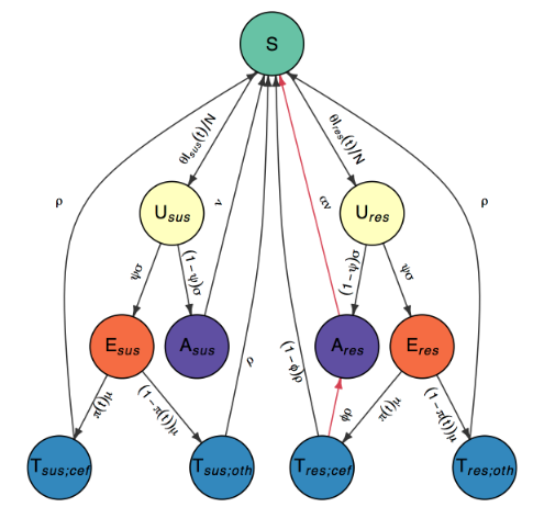 An illustration of an epidemic model.