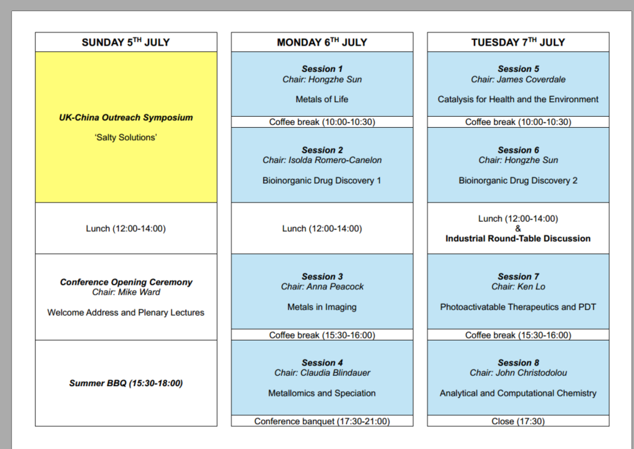 Preliminary schedule