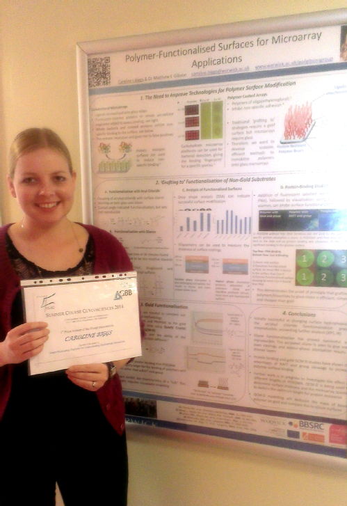 Caroline wins the first place poster price at the Summer Course Glycosciences