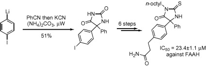 Microwave-assisted four-component reaction for the synthesis of a monothiohydantoin inhibitor of a fatty acid amide hydrolase