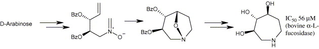 Synthesis of a trihydroxylated azepane from d-arabinose by way of an intramolecular alkene nitrone cycloaddition
