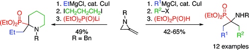 Four-Component Reaction for the Preparation of α-Amino Phosphonates from Methyleneaziridines