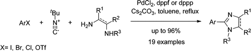 Palladium-Catalyzed Multicomponent Synthesis of 2-Aryl-2-imidazolines from Aryl Halides and Diamines