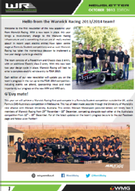 WR4 Newsletter - Issue 1 - Oct 2013