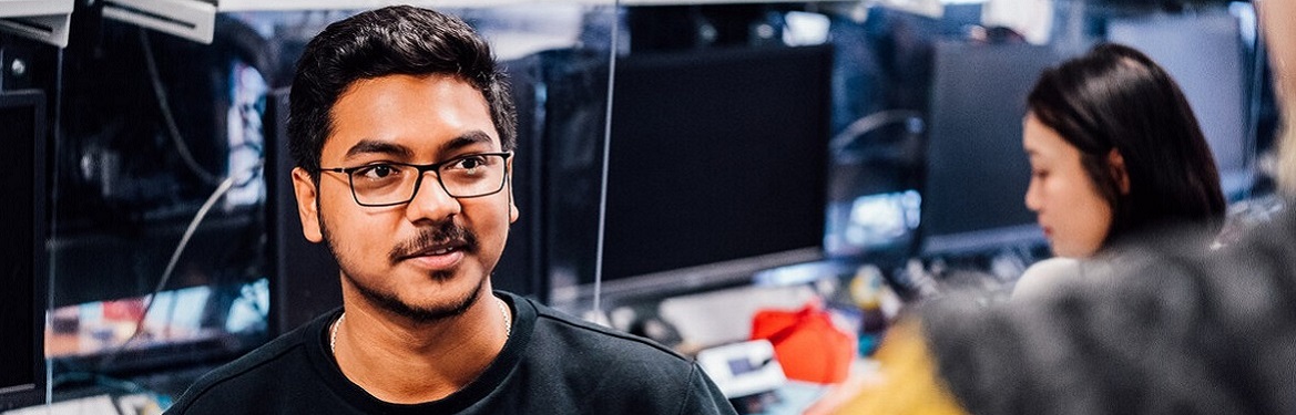 student in electronics lab