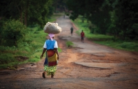 Woman carrying load on her head