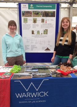 Two students at thermal composting stand, Kenilworth Show 2018