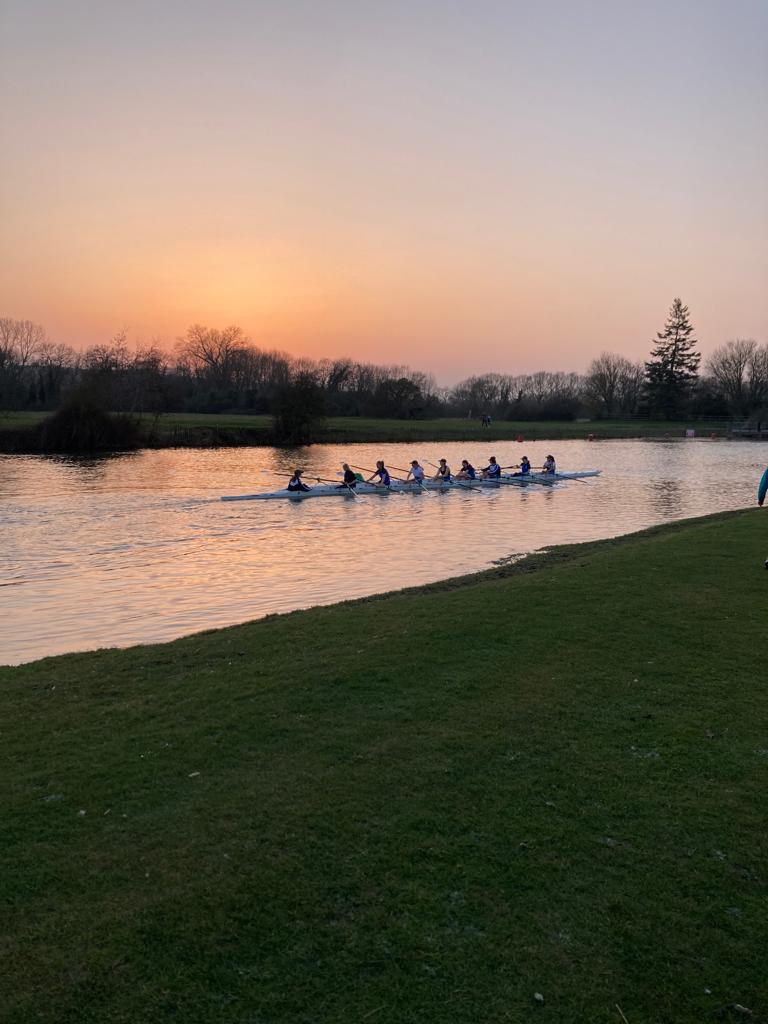 Rowing at sunrise on a river in Oxfordshire