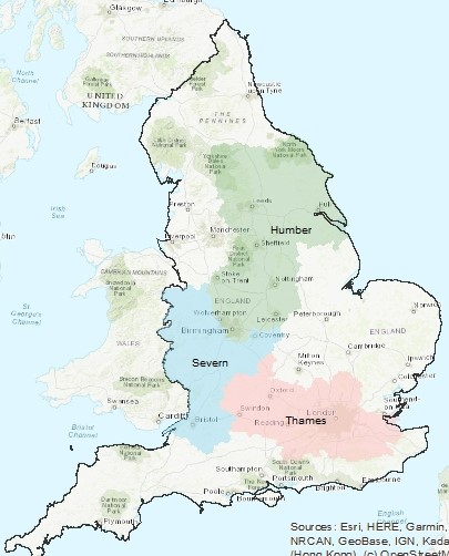 River basins of interest in England