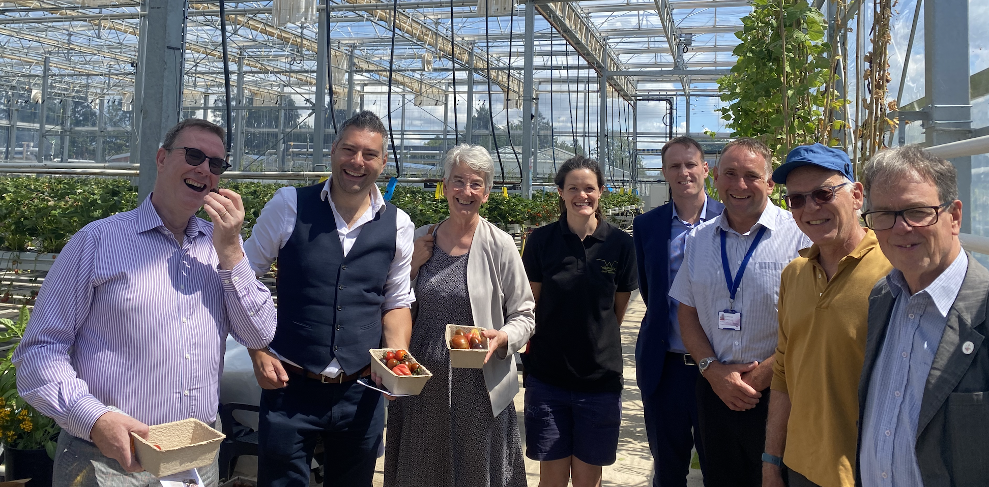 Visit to Warwick Crop Centre at the University of Warwick Innovation Campus, Stratford-Upon-Avon by Stratford-on-Avon District Council Leadership. Pictured in the Natural Light Growing Centre.
