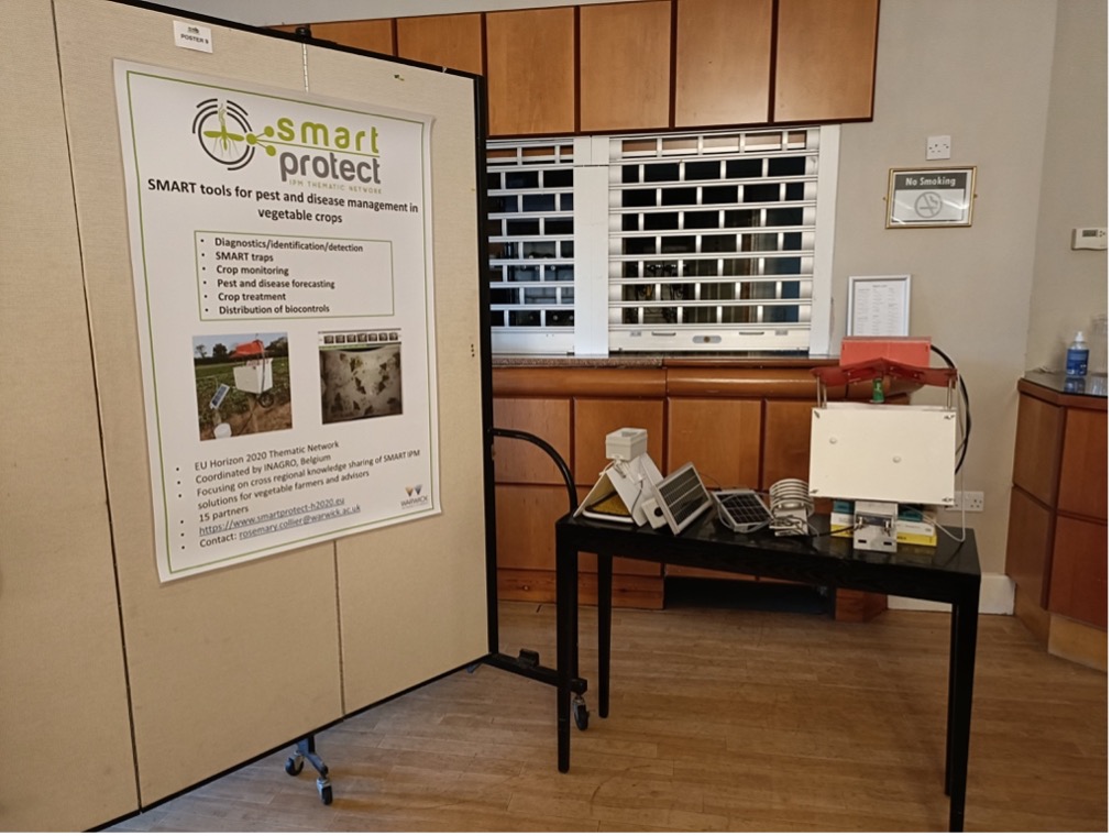 Image shows an A0 poster highlight the Smart Protect project alongside some of the smart traps used in the project