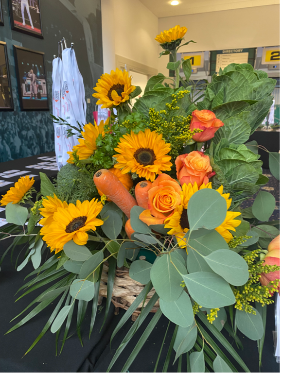 Floral display featuring carrot at carrot conference
