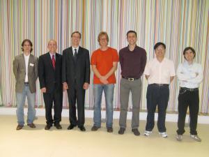 Pictured (from left to right) are Armin Lechlieter (CMAPX Paris, second prize), Brian Sutton Randolph-Macon, first prize), Colin Macdonald (UCLA, second prize), Andrew Stuart (Chair, Prize Committee), Daan Huybrechs (Leuven, second prize), Liuqiang Zhong (Xiangtan, second prize) and Stefano Giani (Nottingham, second prize)