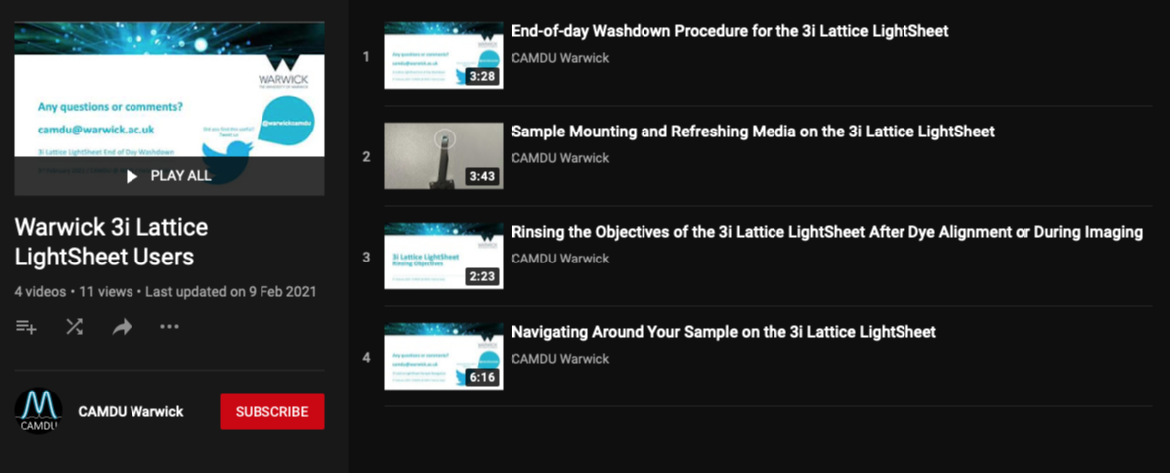 screenshot of CAMDU YouTube playlist