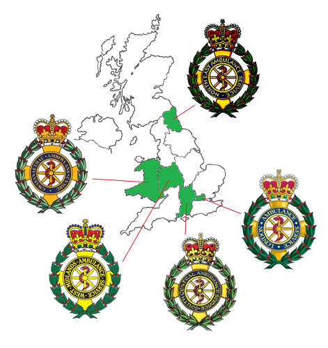 map showing ambulance services involved with the trial