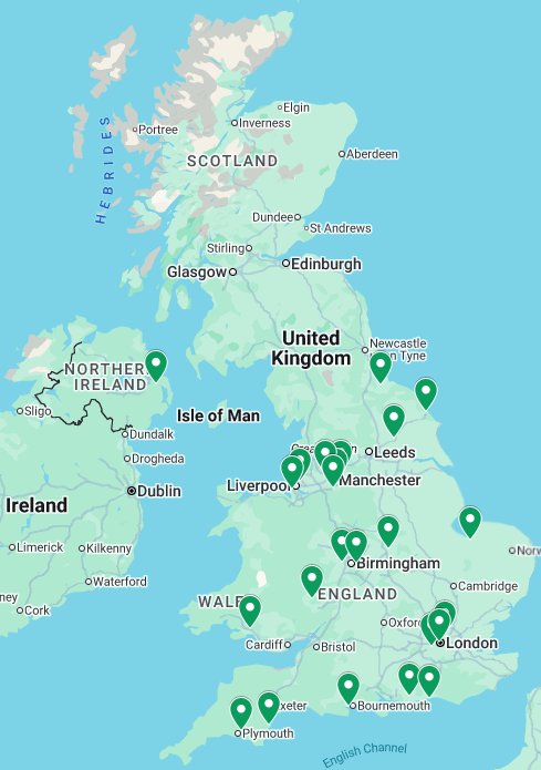 uk map showing sites open to protect airways trial