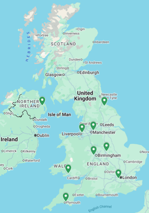 uk map showing sites open to protect airways trial