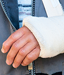 man with wrist in cast and sling