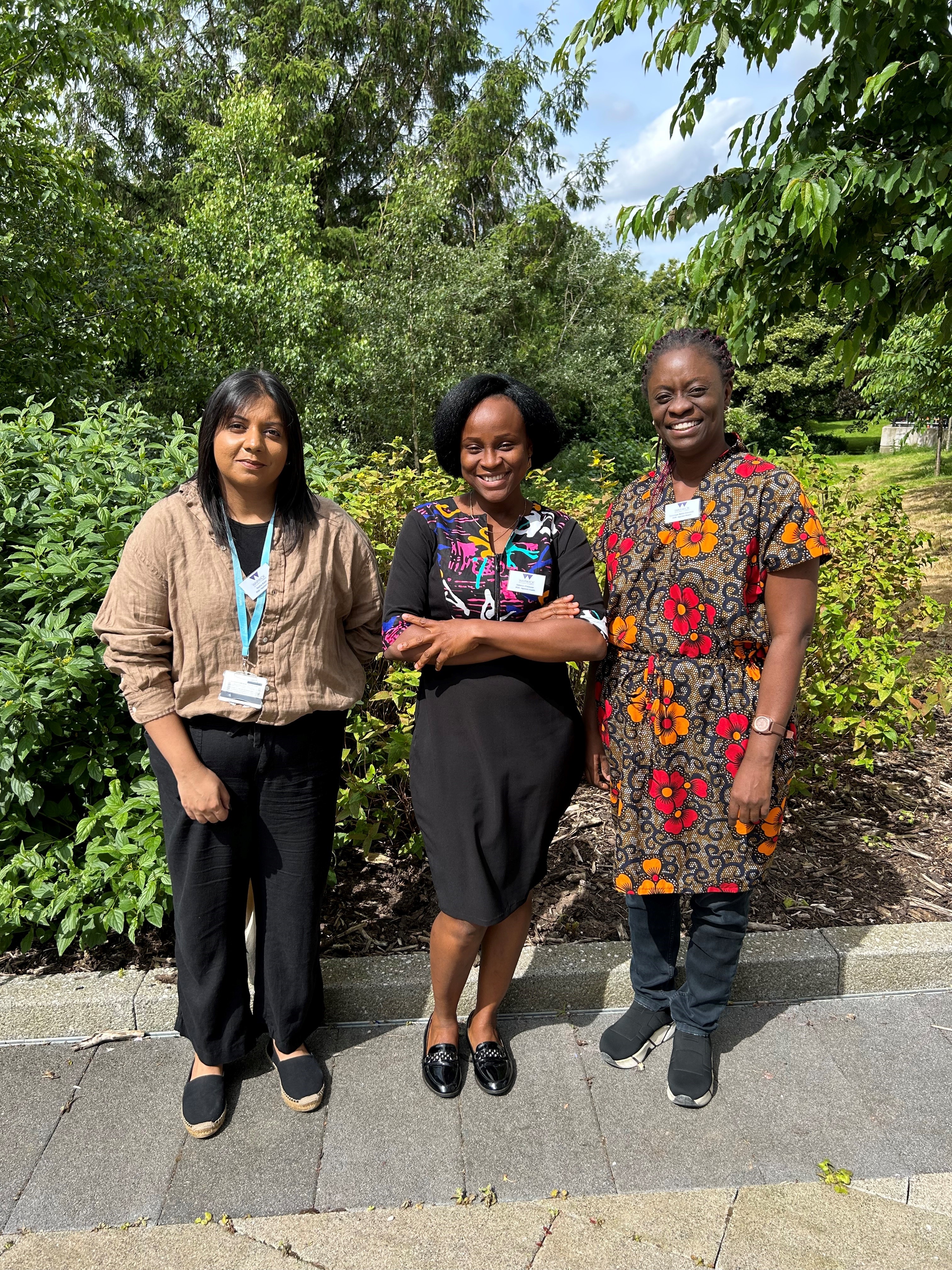 Nadia, Adeola and Tolu attend the Warwick Medical School PhD symposium in June 2024.