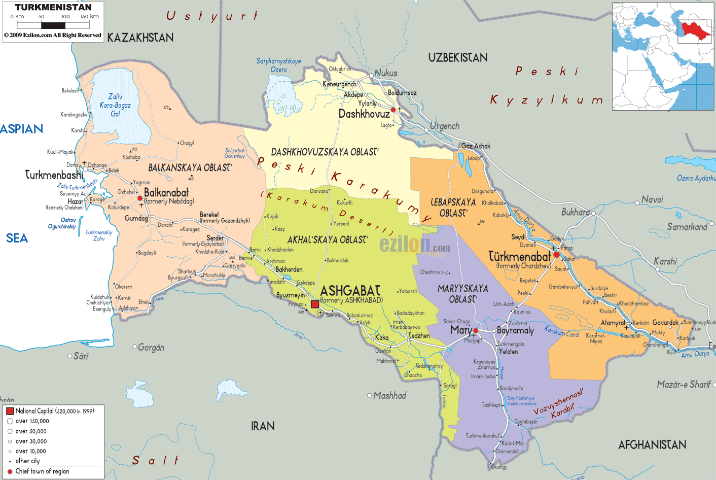 Turkmenistan map 1