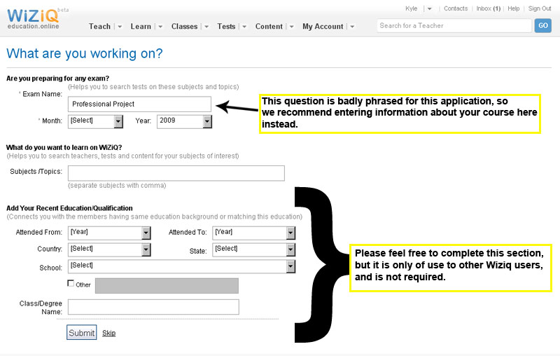 Using Wiziq Part 1: Getting started and registering with Wiziq