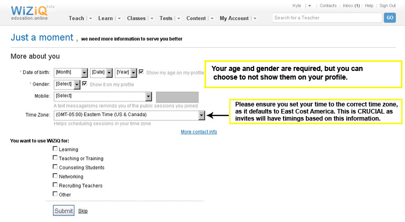 Using Wiziq Part 1: Getting started and registering with Wiziq